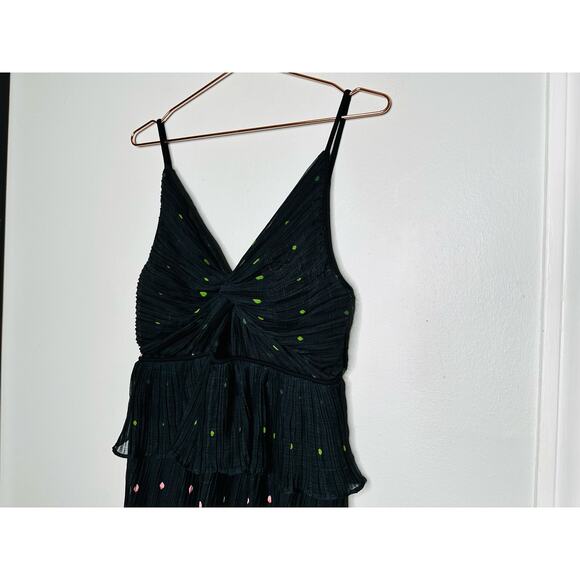 SABRINA MUSAYEV Black Red Floral Print Selina Front Twist Cut-Out Dress Size XL - Picture 6 of 15